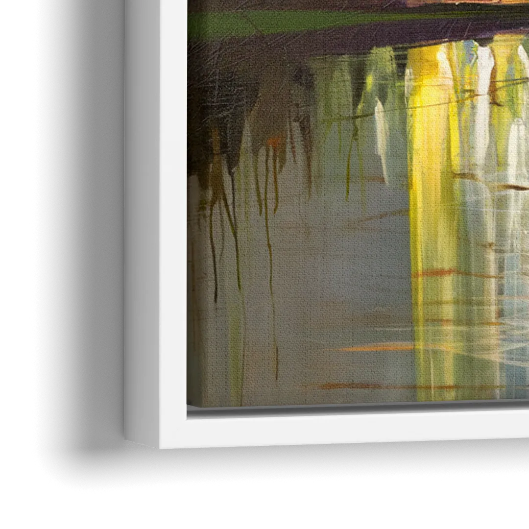 Arlington Cityscape Reflection - Close-Up White Frame Canvas
