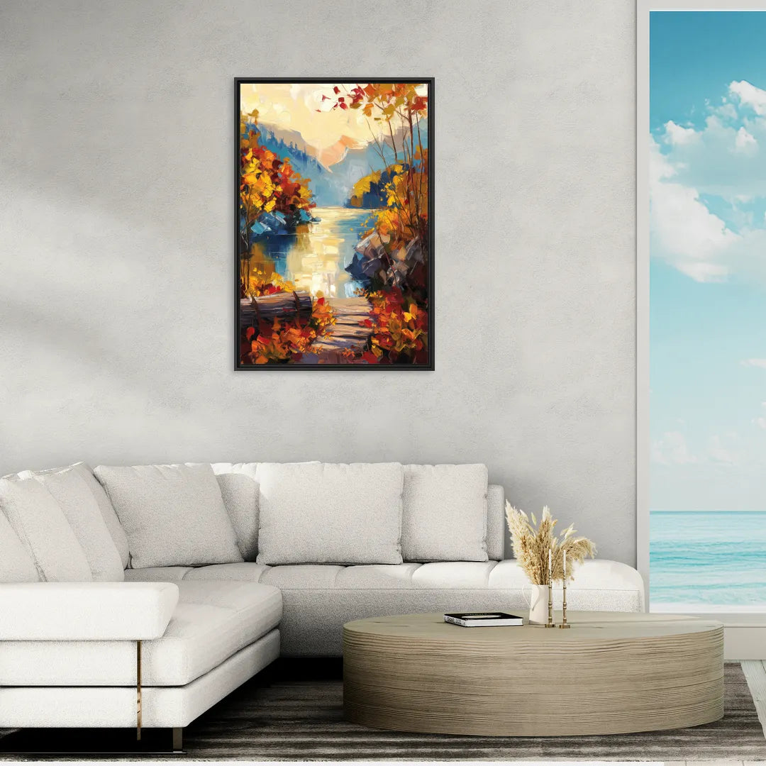 Bar Harbor Fall Foliage Views - Living Room Black Frame Canvas