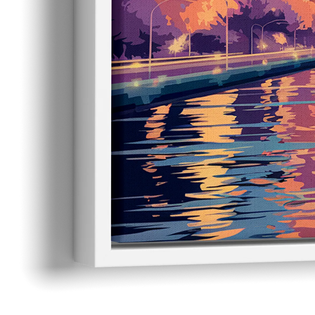 Tampa Bay Skyline Panorama - Close-Up White Frame Canvas