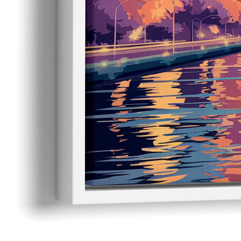 Tampa Bay Skyline Panorama - Close-Up White Frame Canvas