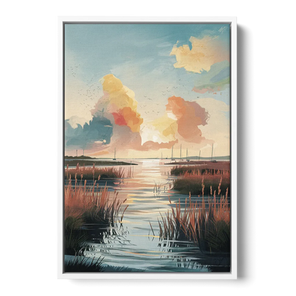 Chesapeake Coastal Sunrise - White Frame Canvas