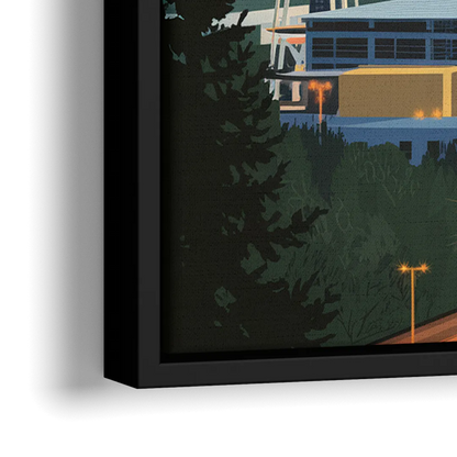 Seattle City at Dusk - Close-Up Black Frame Canvas