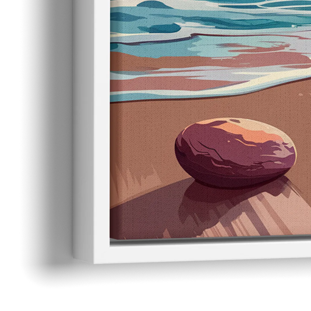 Corpus Christi Beach Sunset - Close-Up White Frame Canvas