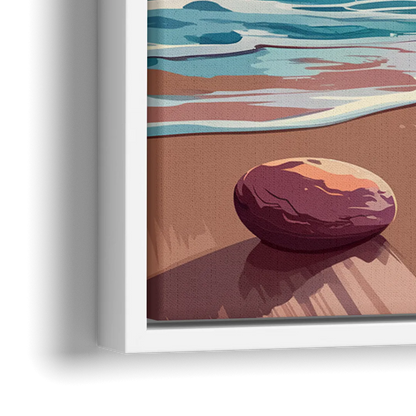 Corpus Christi Beach Sunset - Close-Up White Frame Canvas
