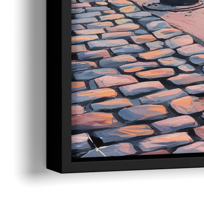 Boston Waterfront Serenity - Close-Up Black Frame Canvas