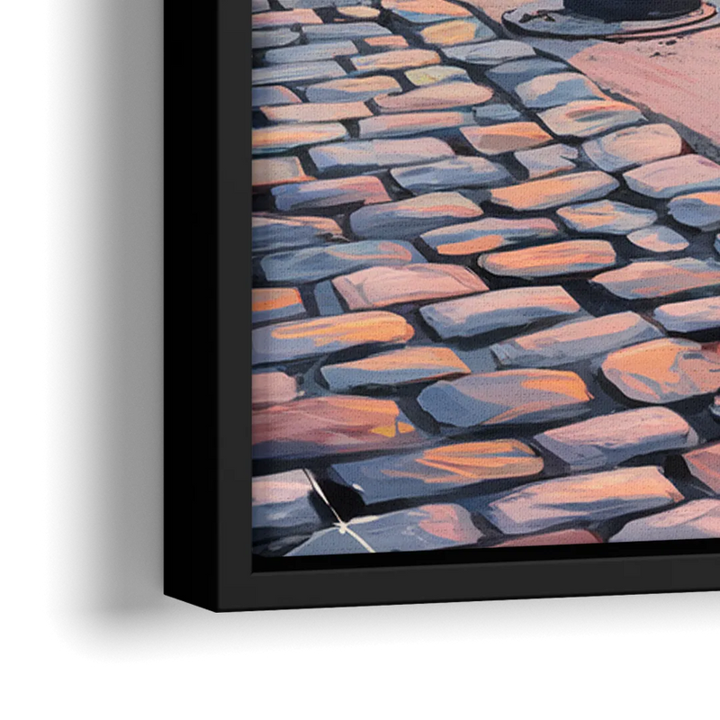 Boston Waterfront Serenity - Close-Up Black Frame Canvas