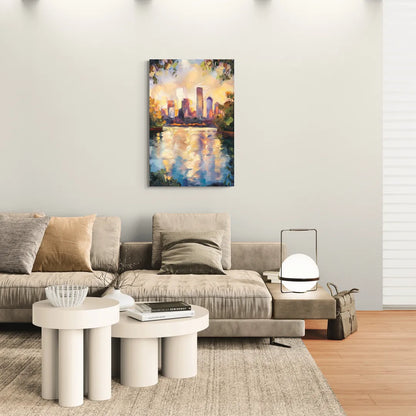 Boston Charles River Reflections - Canvas Wall Art Living Room