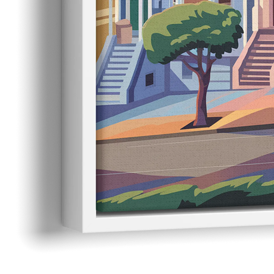 San Francisco Painted Ladies - Close-Up White Frame Canvas