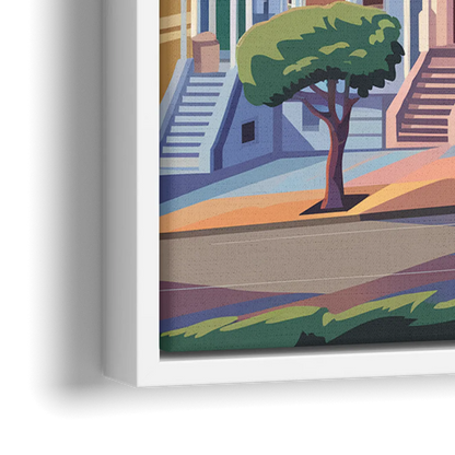 San Francisco Painted Ladies - Close-Up White Frame Canvas