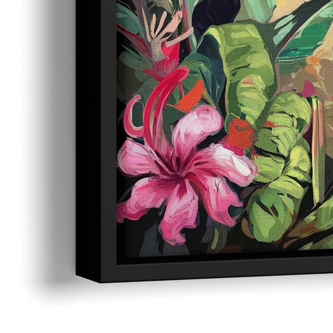 Honolulu Tropical Paradise - Close-Up Black Frame Canvas