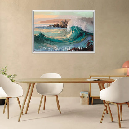 Big Sur Pacific Waves - Living Room White Frame Canvas
