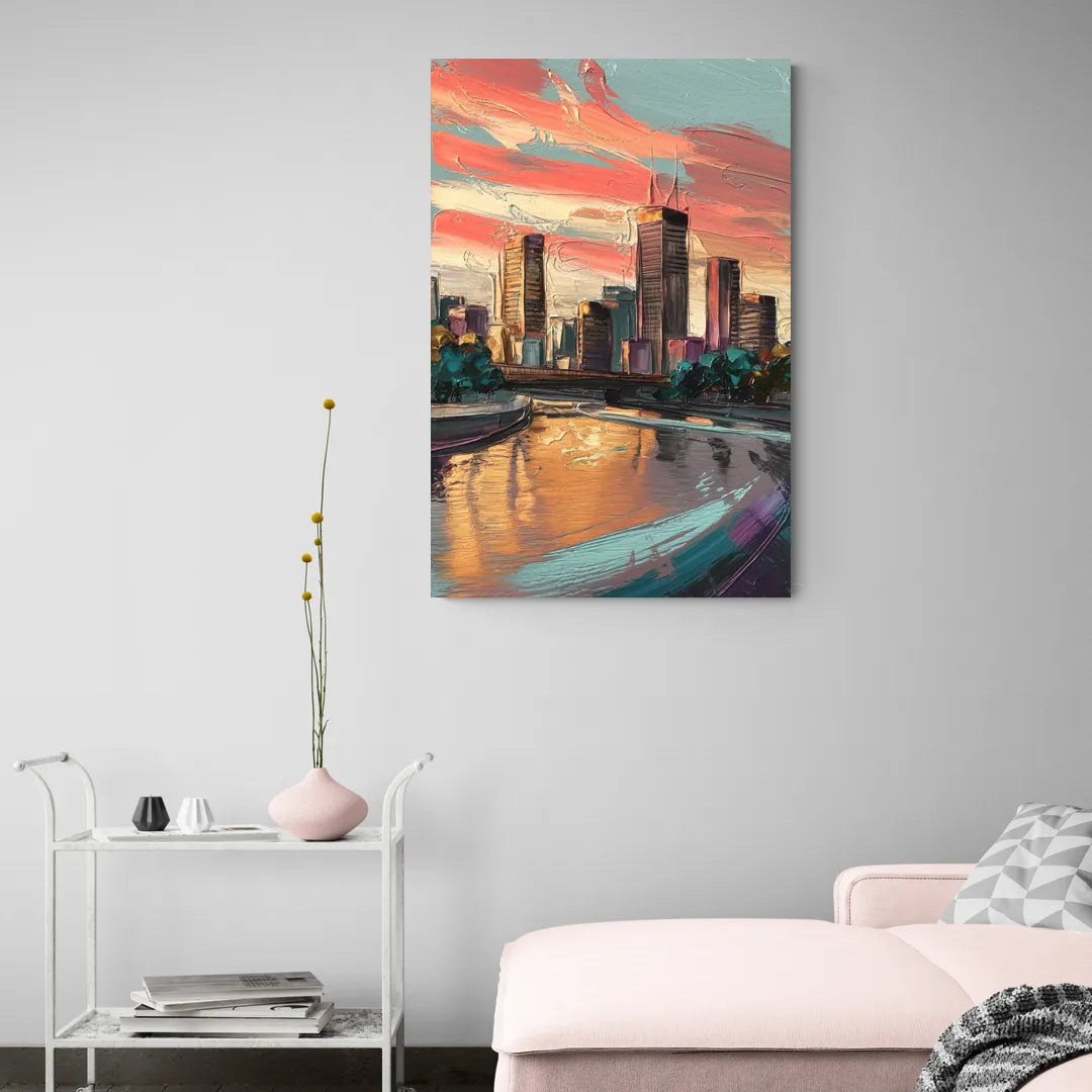 Grand Rapids Downtown Skyline - Canvas Wall Art Living Room