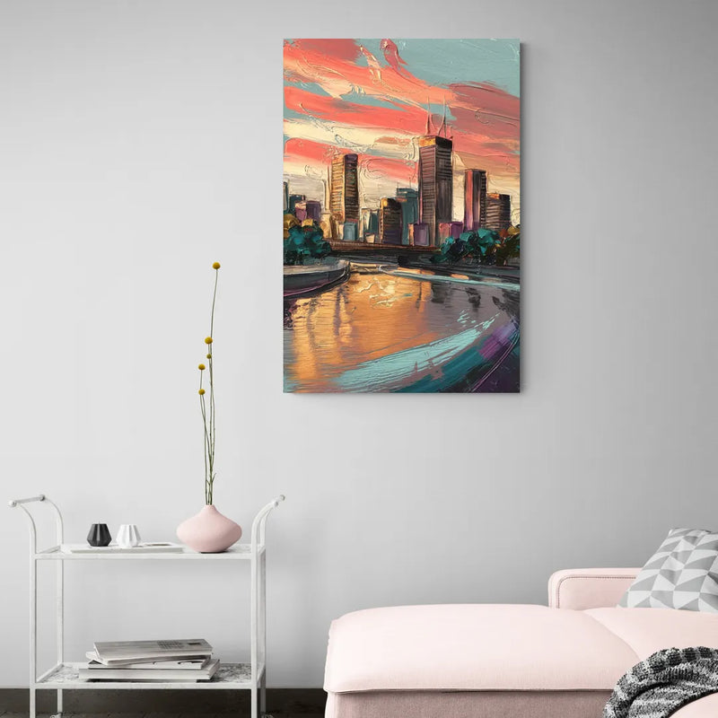 Grand Rapids Downtown Skyline - Canvas Wall Art Living Room