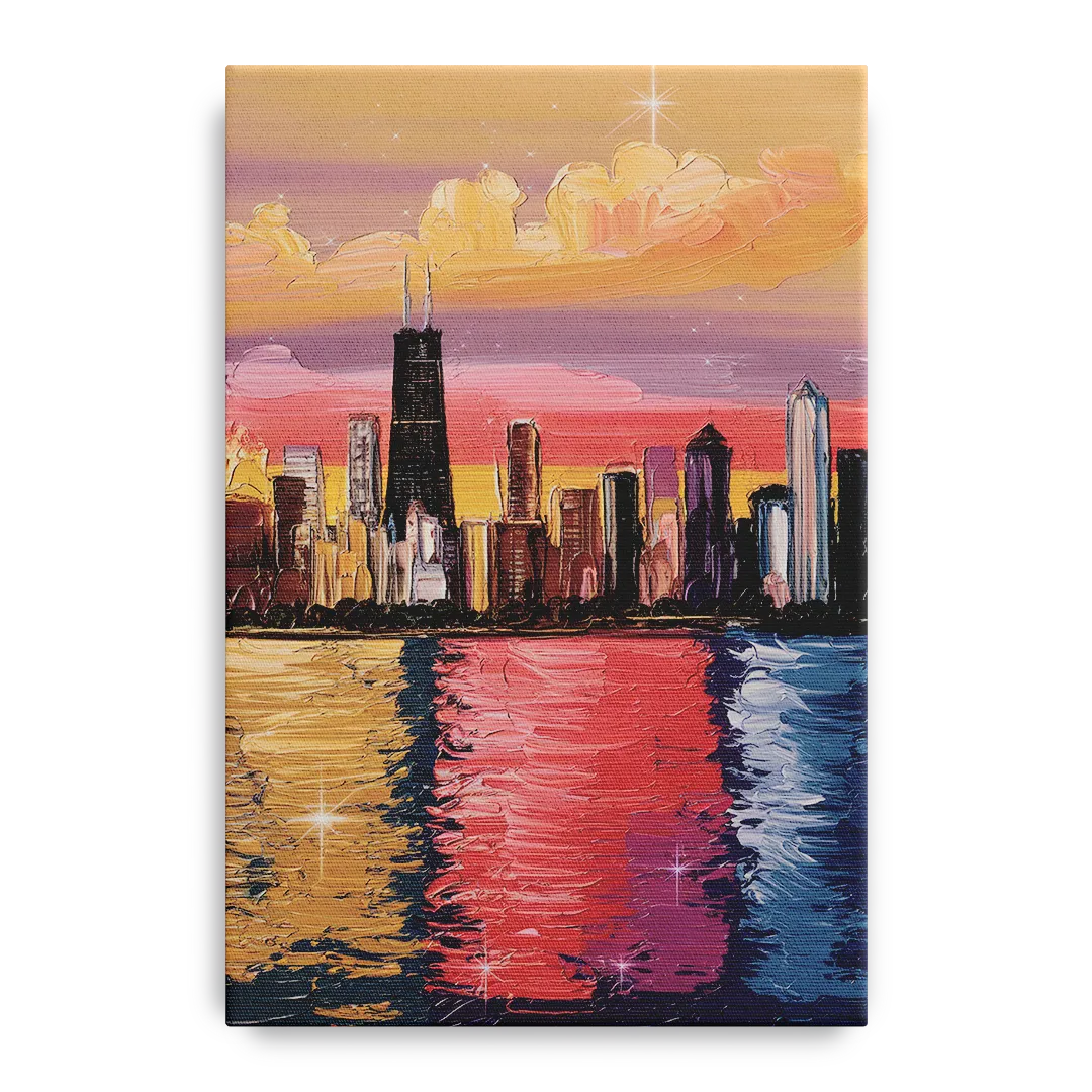 Chicago Skyline Reflections - Canvas Wall Art