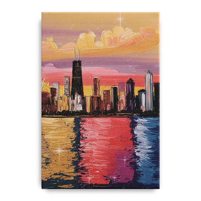 Chicago Skyline Reflections - Canvas Wall Art