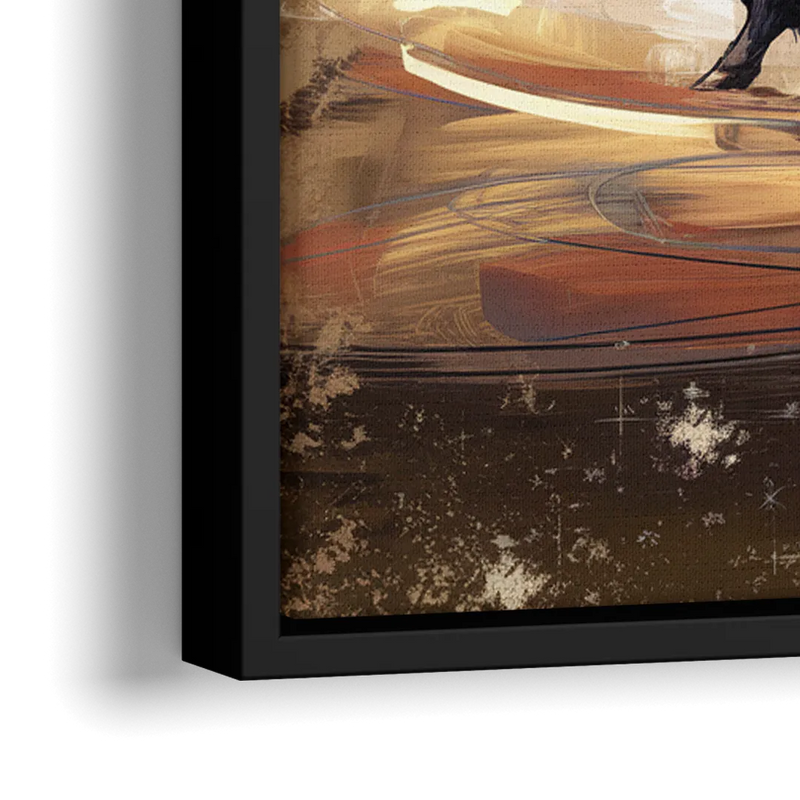 Buffalo Peace Bridge Glow - Close-Up Black Frame Canvas