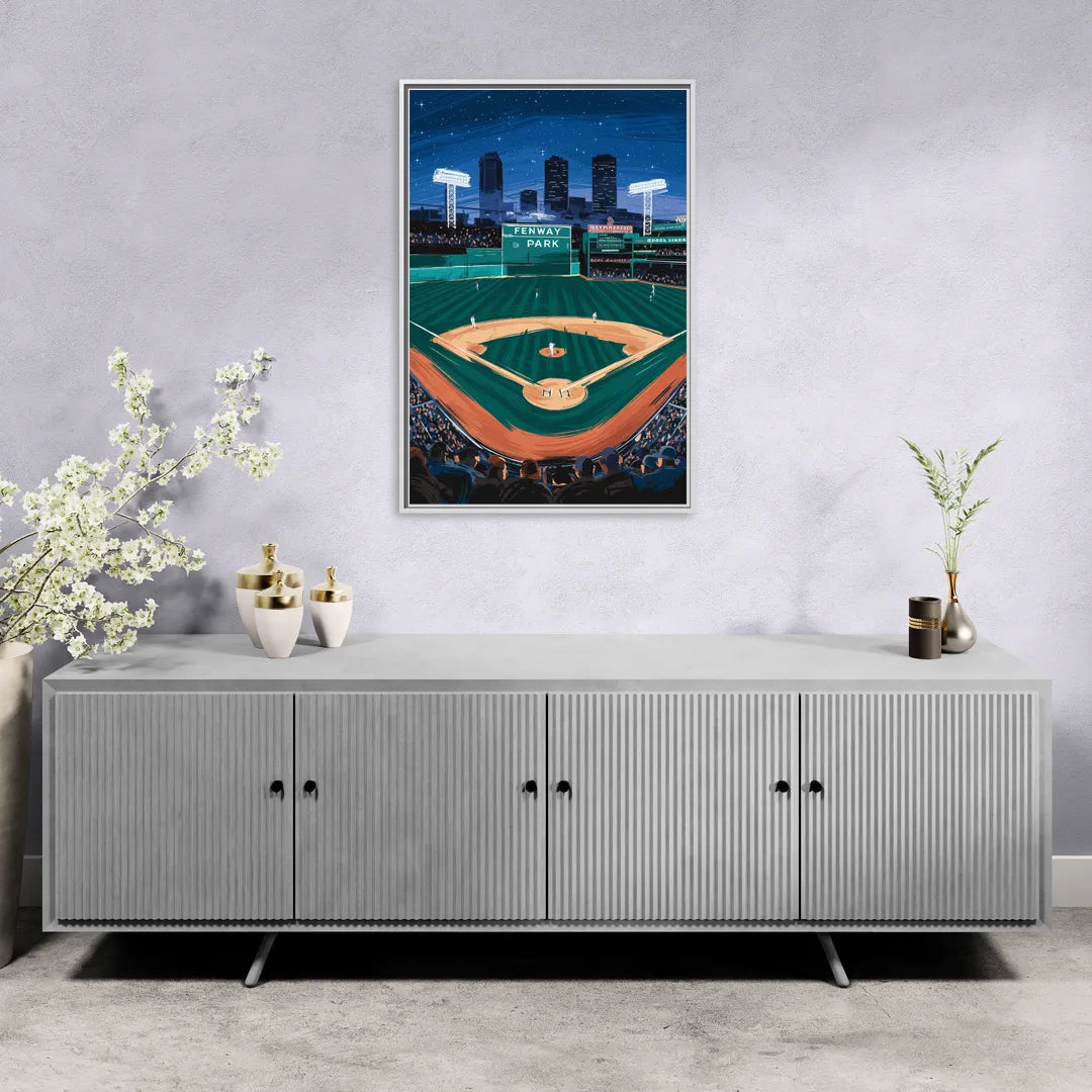 Boston Red Sox Photography - Living Room White Frame Canvas