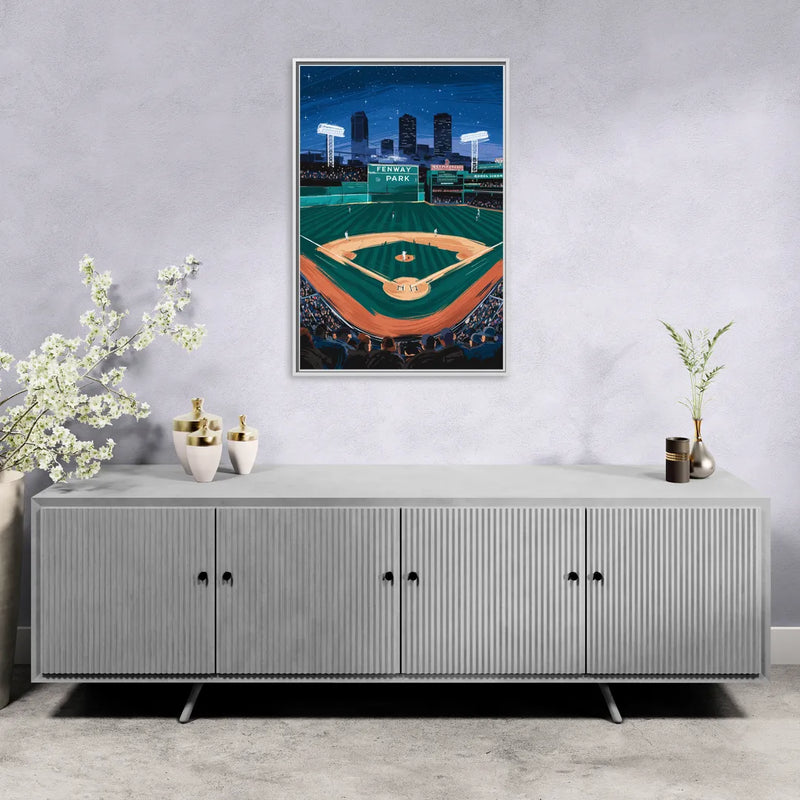 Boston Red Sox Photography - Living Room White Frame Canvas