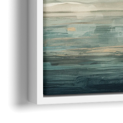 New York City Skyline in Fog Hudson - Close-Up White Frame Canvas