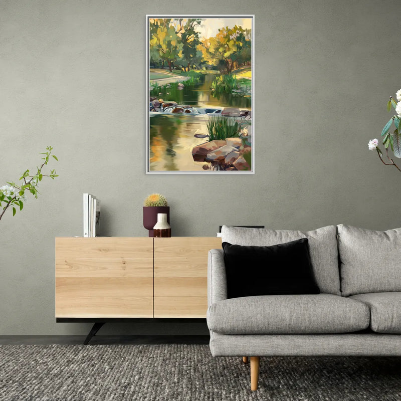 Austin Greenbelt Escape - Living Room White Frame Canvas