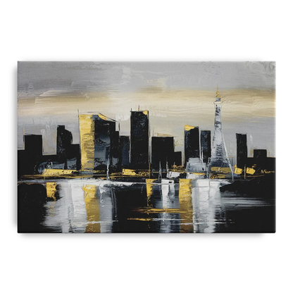 Las Vegas Black And White Skyline - Canvas Wall Art