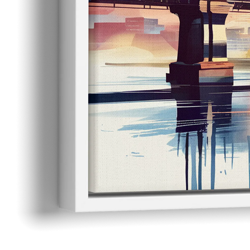 Cincinnati Skyline In Autumn - Close-Up White Frame Canvas