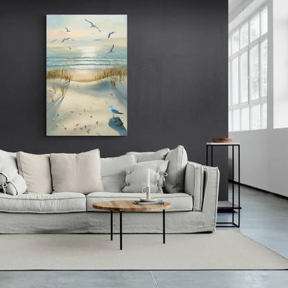 Virginia Beach Seagulls in Flight - Canvas Wall Art Living Room