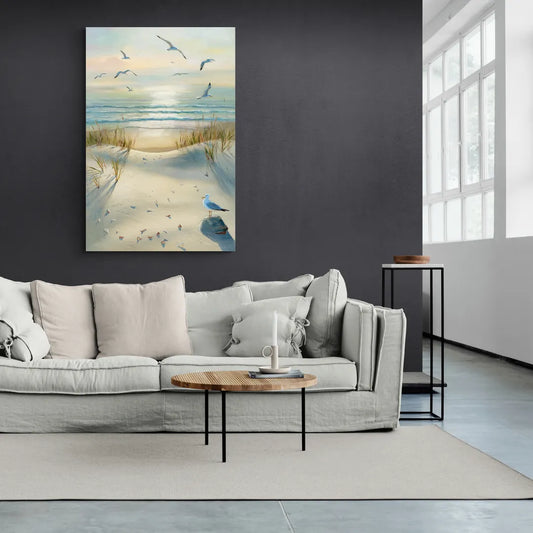 Virginia Beach Seagulls in Flight - Canvas Wall Art Living Room