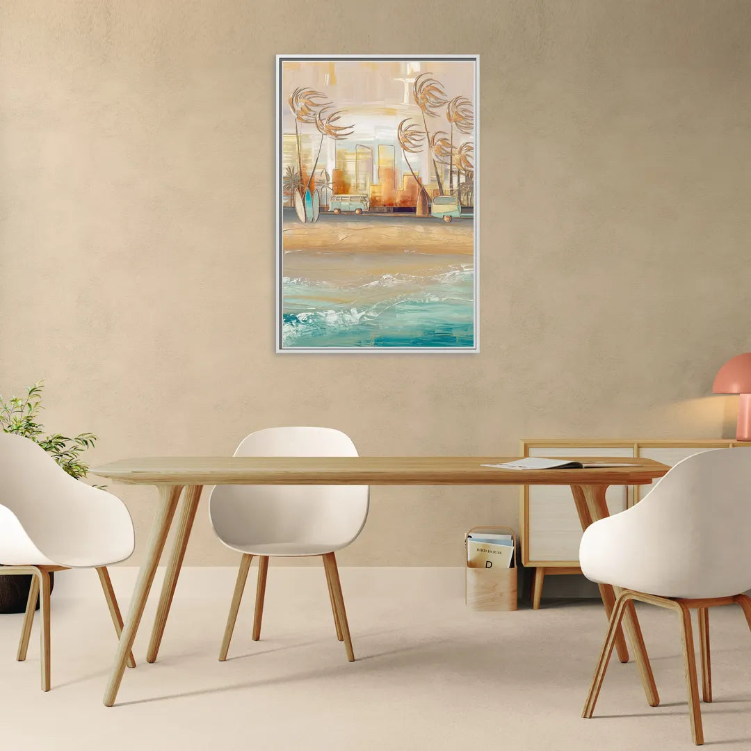 San Diego Pacific Beach Vibes Surf - Living Room White Frame Canvas