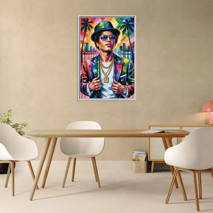 24K Groove 2.0 - Living Room White Frame Canvas