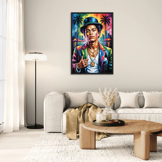 24K Groove - Living Room Black Frame Canvas