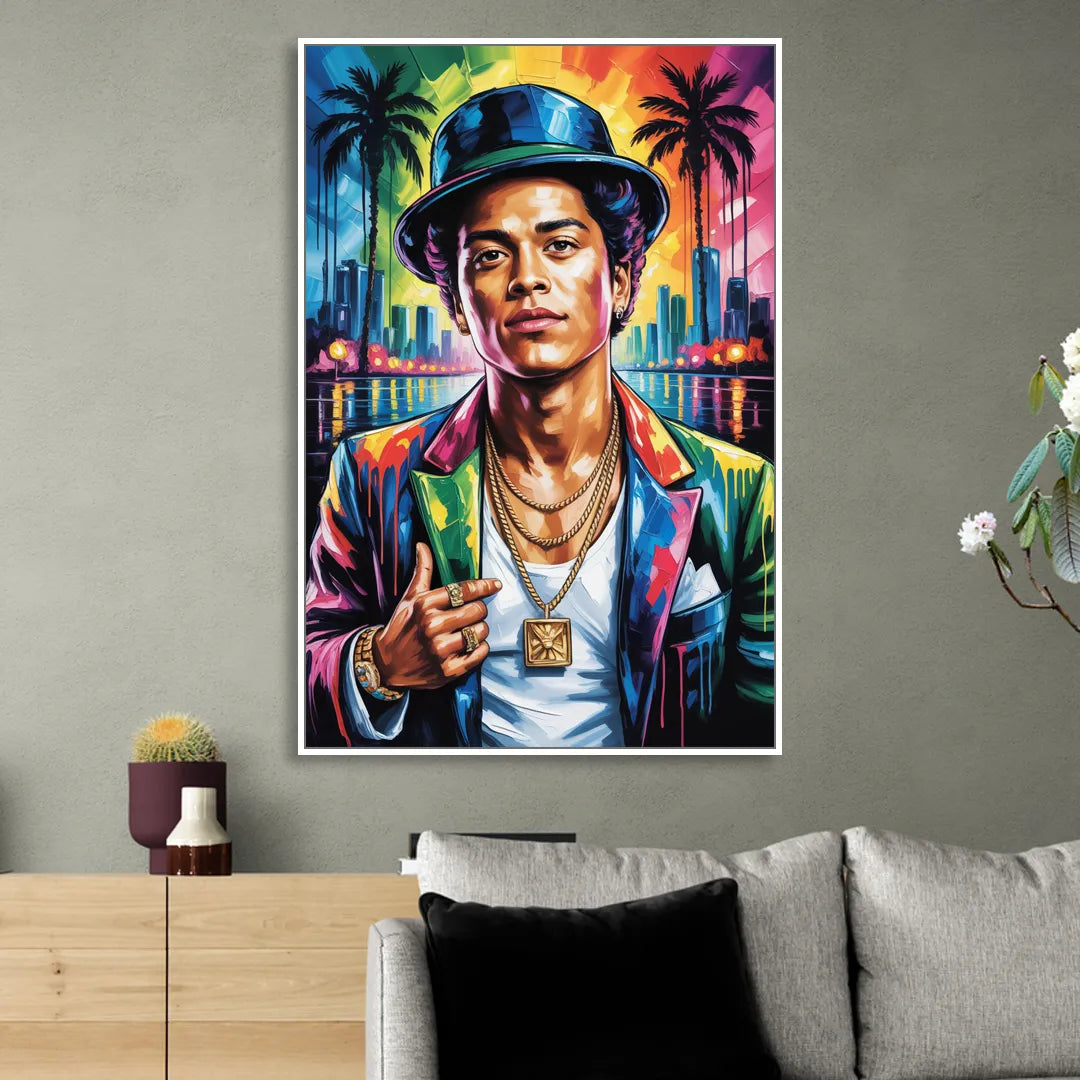 24K Groove Sitting Room - White Canvas Wall Art