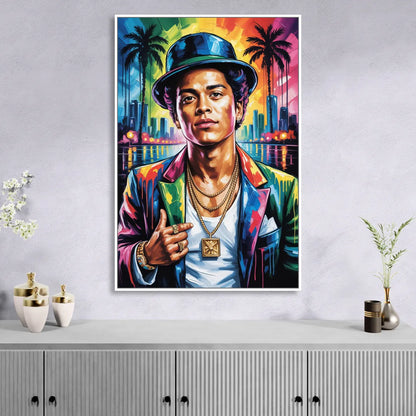 24K Groove Living Room - White Canvas Wall Art