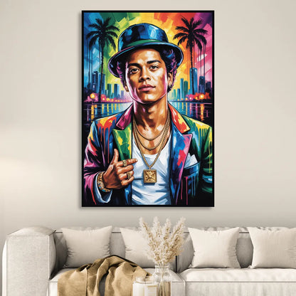 24K Groove Living Room - Black Canvas Wall Art