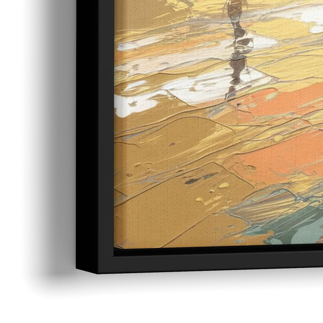 Seaside Harbor Reflections - Close-Up Black Frame Canvas