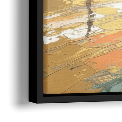 Seaside Harbor Reflections - Close-Up Black Frame Canvas
