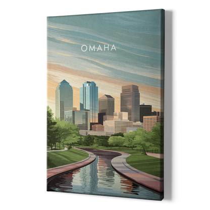 Omaha Downtown View - Canvas Print Art Sides