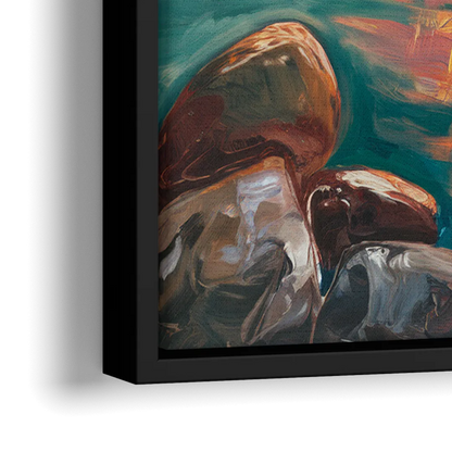 Lake Tahoe Sunset Reflections - Close-Up Black Frame Canvas