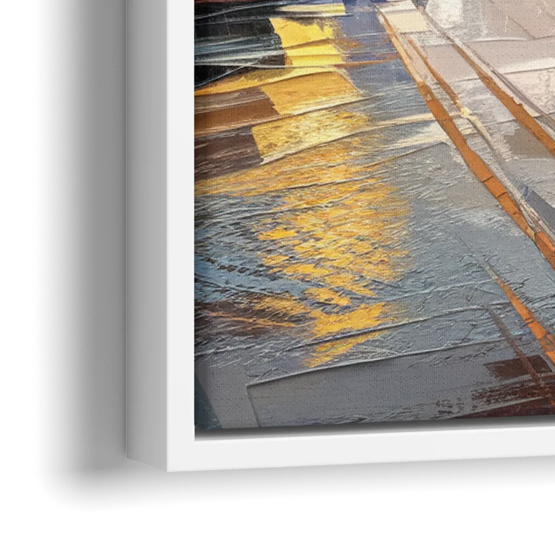 Anchorage Downtown Streets - Close-Up White Frame Canvas