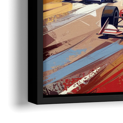 Indianapolis Motor Speedway Racing Scene - Close-Up Black Frame Canvas