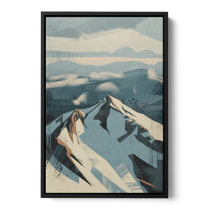 Grouse Mountain Snow View - Black Frame Canvas