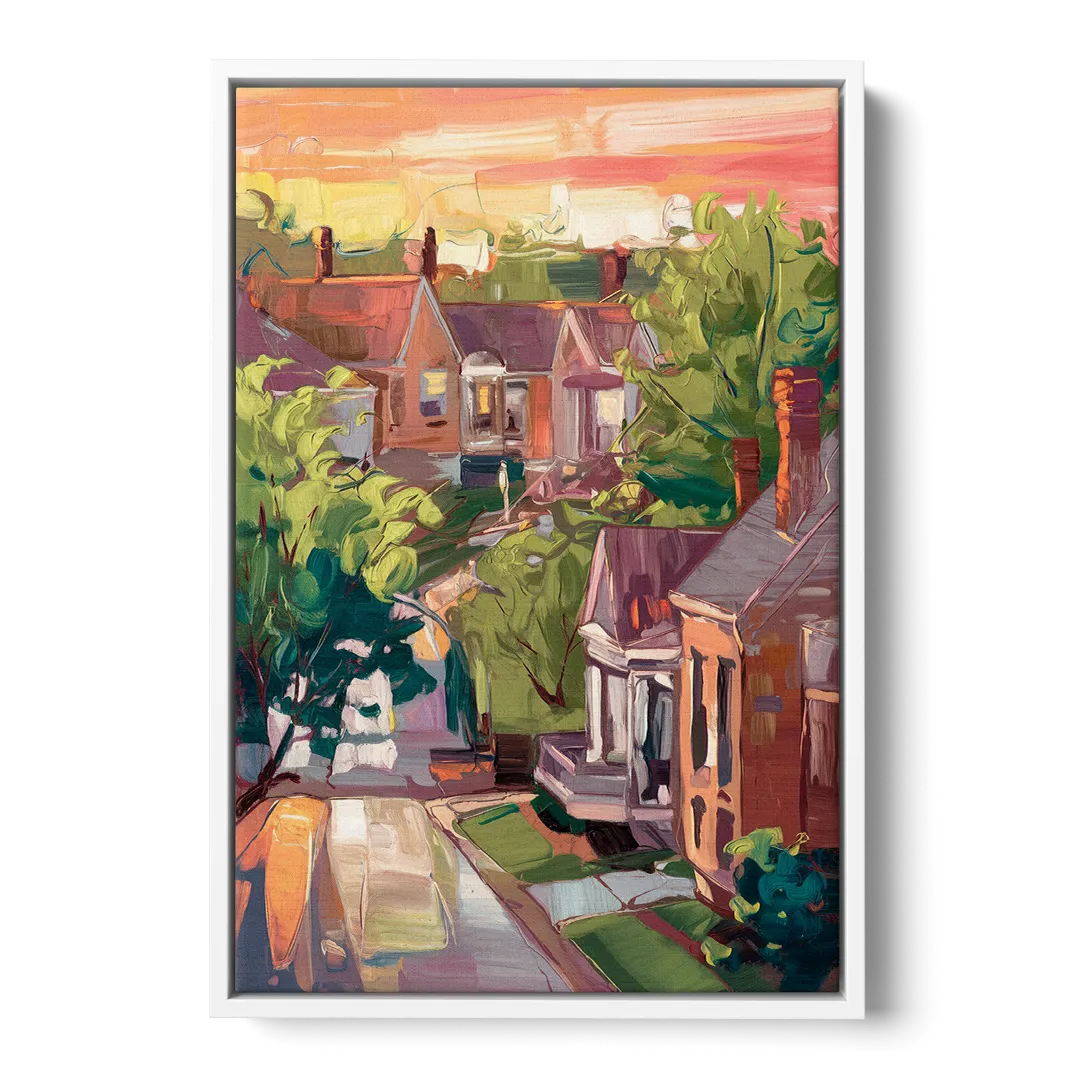 Springfield Neighborhood Charm - White Frame Canvas