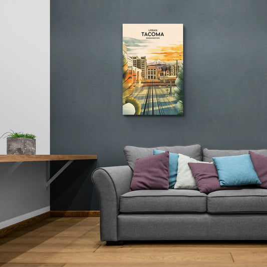 Tacoma Urban Streetscape - Canvas Wall Art Living Room