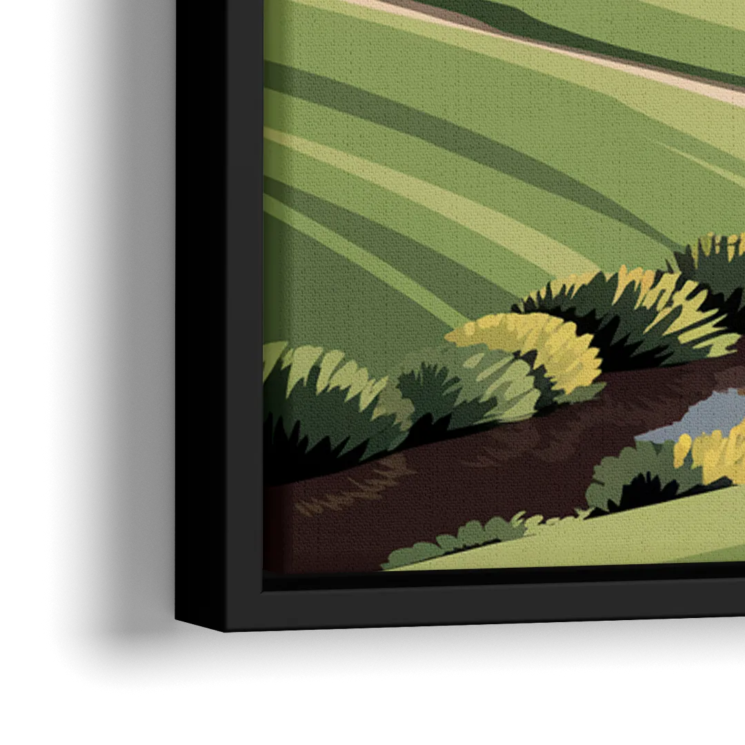 Augusta National Green Landscape - Close-Up Black Frame Canvas