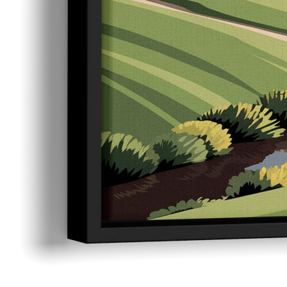 Augusta National Green Landscape - Close-Up Black Frame Canvas