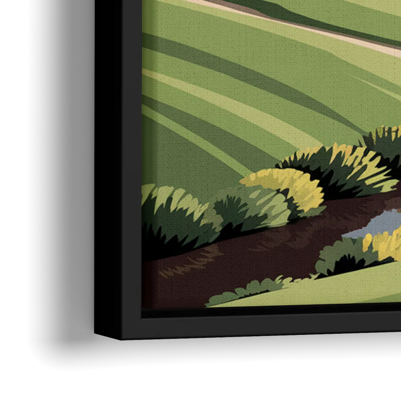 Augusta National Green Landscape - Close-Up Black Frame Canvas