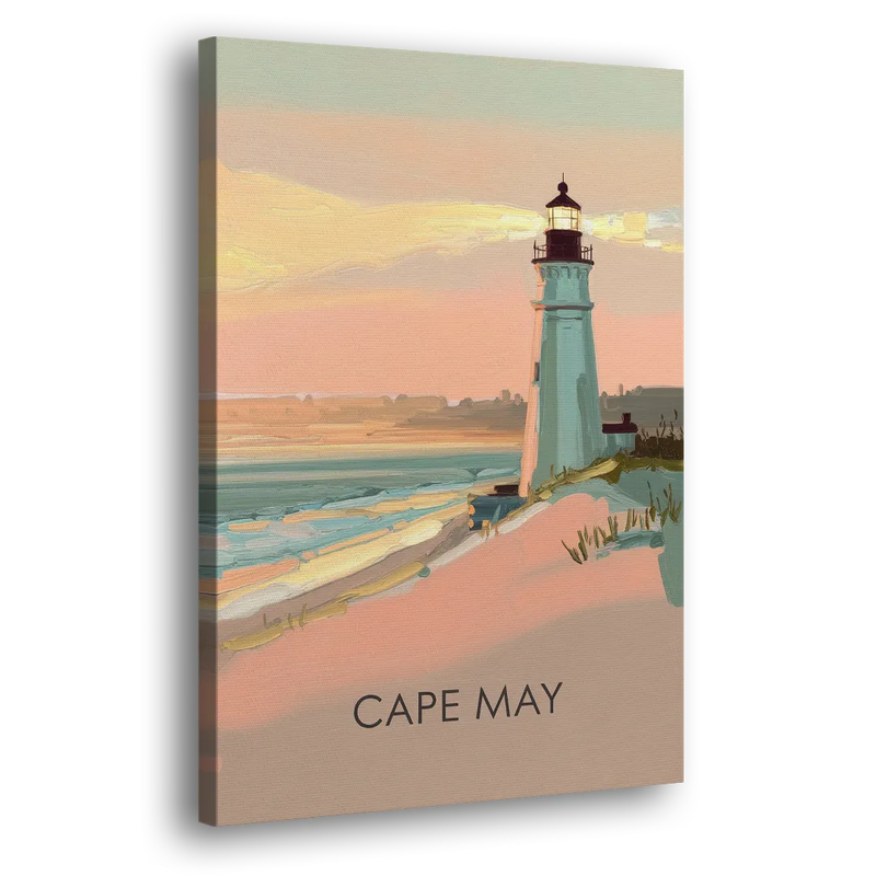 Cape May Lighthouse Glow - Canvas Print Art Sides