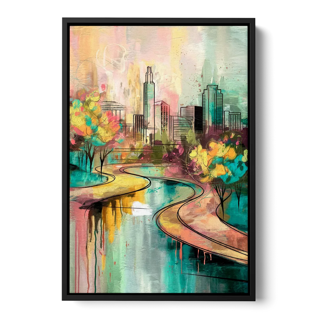 San Antonio Urban Street Art - Black Frame Canvas