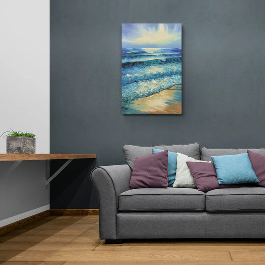 Honolulu Ocean Waves Scene - Canvas Wall Art Living Room