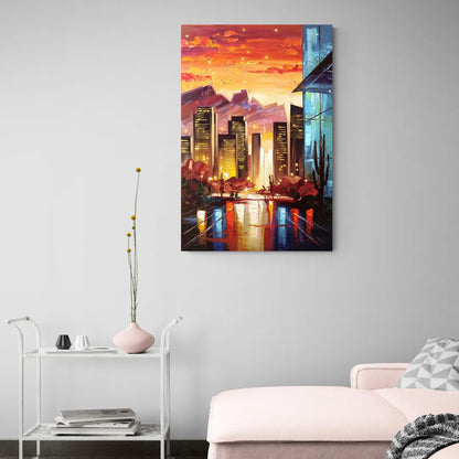 Phoenix Sunsets Over the City - Canvas Wall Art Living Room